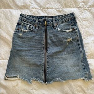 Abercrombie & Fitch Denim Jean Mini Skirt with Front Zipper Closure